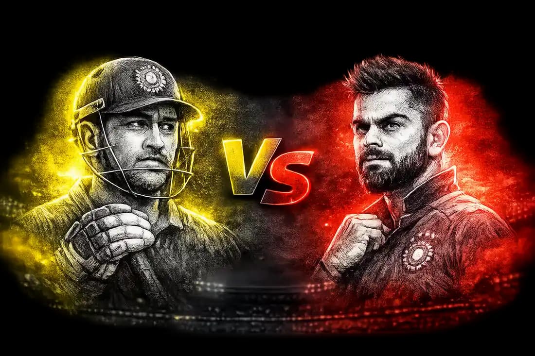 MS Dhoni and Virat Kohli – ultimate cricket comparison hero banner