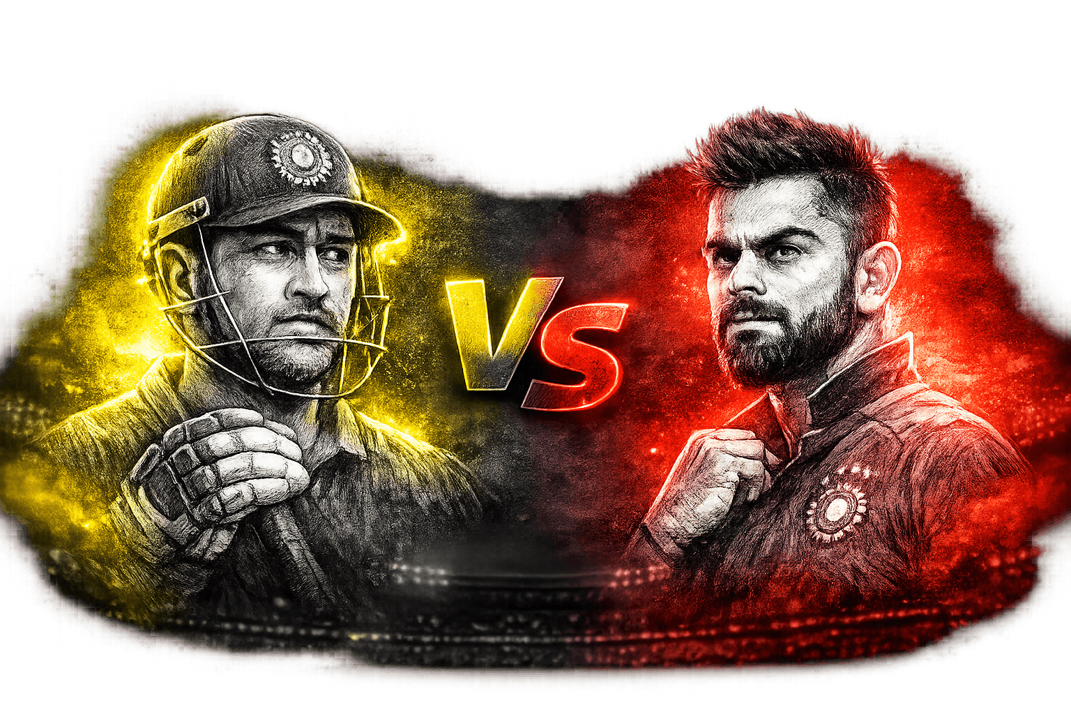 MS Dhoni and Virat Kohli – ultimate cricket comparison hero banner